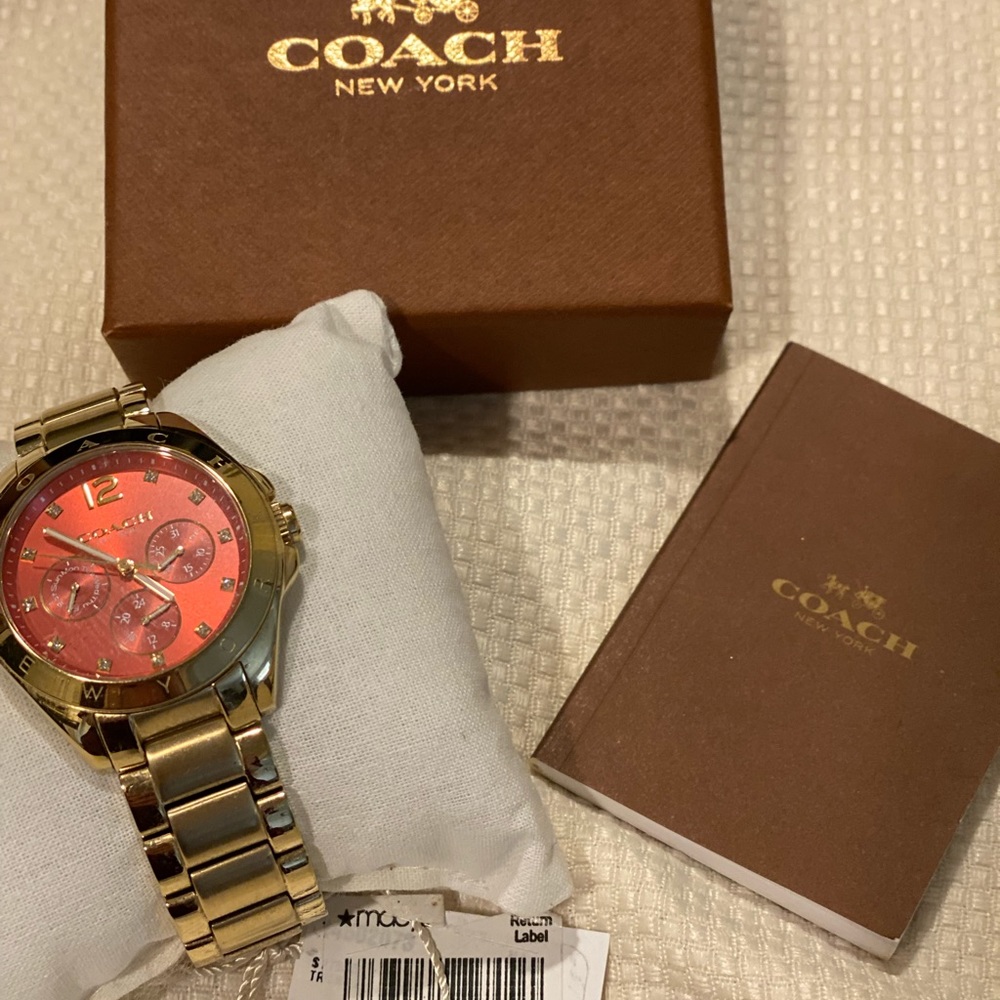 Coach Gold & Coral Boyfriend Watch - Picture 5 of 5